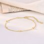 Simple Mini Beads Hollow Chain 925 Sterling Silver Bracelet 14K Yellow Gold