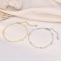 Simple Mini Beads Hollow Chain 925 Sterling Silver Bracelet 14K Yellow Gold