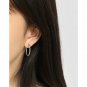 Simple Rhombic Patter 925 Sterling Silver Hoop Earrings Rhodium