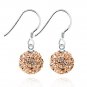 Simple Round CZ Ball 925 Sterling Silver Dangling Earrings 12mm & Champagne CZ