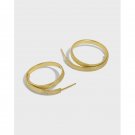 Simple Round Geometry Circle 925 Sterling Silver Dangling Earrings Silver