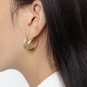 Simple Round Geometry Circle 925 Sterling Silver Dangling Earrings Yellow Gold
