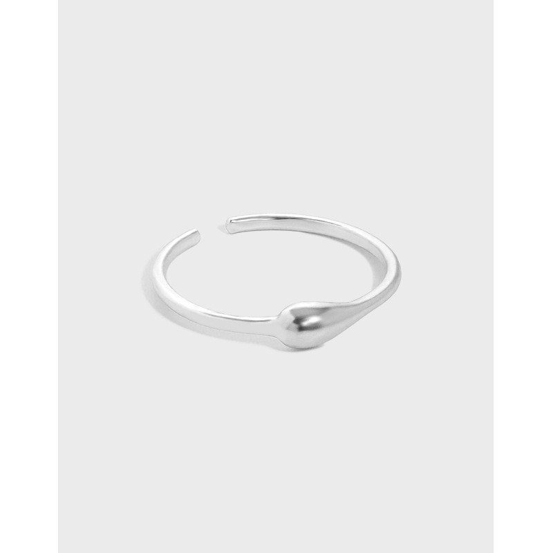 Simple Waterdrop Hot 925 Sterling Silver Adjustable Ring Rhodium