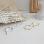 Simple Wave Circle 925 Sterling Silver Hoop Earrings Rhodium