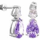Simulated Amethyst Cubic Zirconia and Simulated Diamond CZ Post earrings 2193