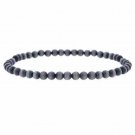 Simulated Black Cat's Eye Stone 4mm Bead Beaded Stretch Bracelet B9076BK