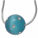 Simulated Diamond CZ Confetti Teal Cats Eye Ball Pendant 2126