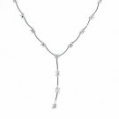 Simulated Diamond CZ Drop Silver Necklace with Bar Chain N4496
