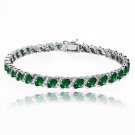 Simulated Emerald Tennis Bracelet with White Topaz Accents in Sterling Silver B15654LGQ