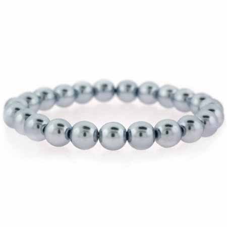 Simulated Gray Pearl Stretch Bracelet B5020GPL