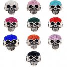 Skull With Tiny Clear Accent CZ Stones Stainless Steel Ring - SCR3099