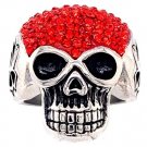Skull With Tiny Red Accent CZ Stones Stainless Steel Ring - SCR3105