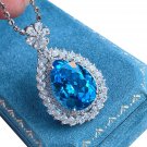 Sky Blue Simulated Aquamarine Pendant Necklace For Women Blue