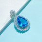 Sky Blue Simulated Aquamarine Pendant Necklace For Women Blue