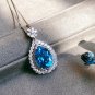 Sky Blue Simulated Aquamarine Pendant Necklace For Women Blue