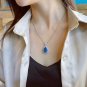Sky Blue Simulated Aquamarine Pendant Necklace For Women Blue