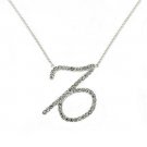 SNK04 - Silver Brass Chain Pendant with Top Grade Crystal in Clear