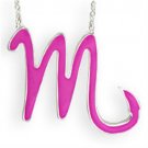 SNK07PINK - Silver Brass Chain Pendant with Epoxy in Rose