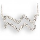 SNK09 - Silver Brass Chain Pendant with Top Grade Crystal in Clear