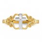 Solid 10K Two Tone Gold Women's Cross Ring 2mm Band Size 6