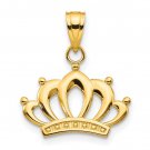 Solid 10K Yellow Gold Polished Crown Pendant Charm 10K Yellow Gold