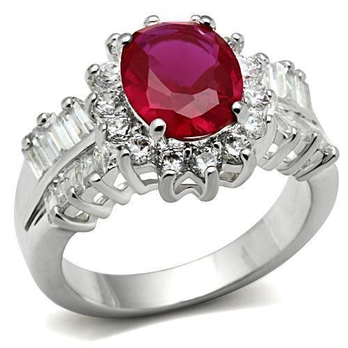 SS009 - Silver 925 Sterling Silver Ring with AAA Grade CZ in Ruby