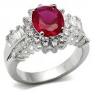 SS009 - Silver 925 Sterling Silver Ring with AAA Grade CZ in Ruby