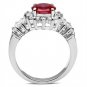 SS009 - Silver 925 Sterling Silver Ring with AAA Grade CZ in Ruby