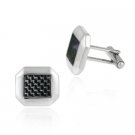 Stainless Steel & Black Carbon Fiber Modern Men's Cufflinks CL10978BK
