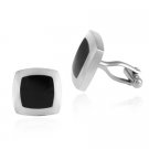 Stainless Steel & Black Enamel Square Men's Cufflinks CL10980BK