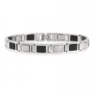 Stainless Steel & Rubber Accent Square Link Men's Bracelet BST11014