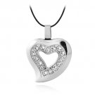 Stainless Steel 1.75ct CZ Heart Necklace PST12932