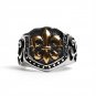 Stainless Steel 18K Gold Plated Fleur De Lis Shield Signet Ring - SCR4034