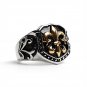 Stainless Steel 18K Gold Plated Fleur De Lis Shield Signet Ring - SCR4034