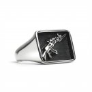 Stainless Steel AK-47 Gun Signet Ring - SCR4078