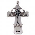 Stainless Steel And Black Layered Cross Pendant - PDL9003 Default Title