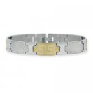 Stainless Steel and Gold Plated Greek Key Men's Link Bracelet BST11036