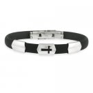 Stainless Steel and Rubber Men's Bracelet with Cross BST11033BK