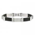 Stainless Steel and Rubber Rectangular Men's Link Bracelet BST11000BK