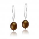 Stainless Steel Baroque Freshwater Cultured Champagne Pearl Dangle Earrings EST13082M2