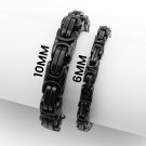Stainless Steel Black Byzantine Chain Bracelet - BRJ9090 10mm
