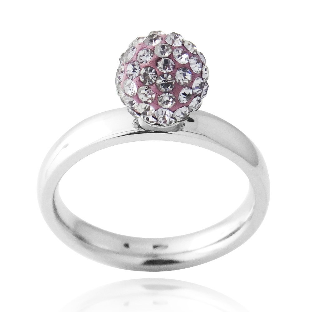 Stainless Steel Crystal Violet Fireball Ring Size 7 R12833V-7