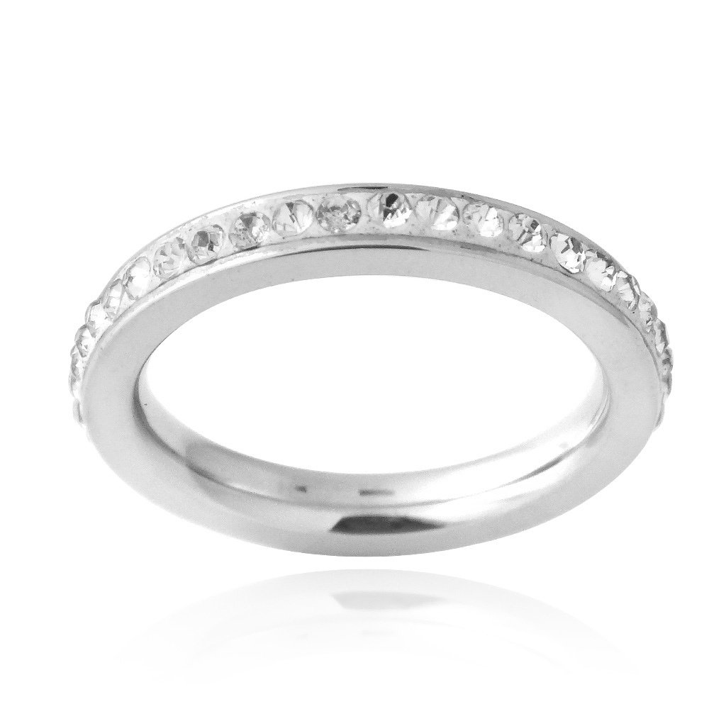 Stainless Steel Crystal Wedding Band Size 7 R12834CR-7