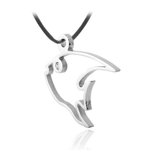 Stainless Steel CZ Angel Fish Necklace PST12949