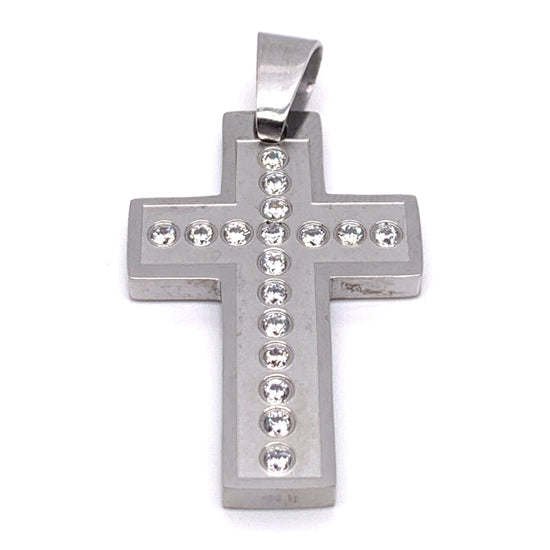 Stainless Steel CZ Cross Pendant - PDJ91018 Default Title