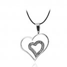 Stainless Steel CZ Double Heart Necklace PST12933