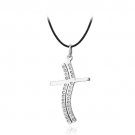 Stainless Steel CZ Floating Cross Necklace PST12963