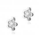 Stainless Steel CZ Flower Stud Earrings EST12944