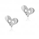 Stainless Steel CZ Open Floating Heart Stud Earrings EST12943