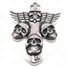 Stainless Steel Fleur De Lis Cross With Skulls Pendant - PDL2019 Default Title
